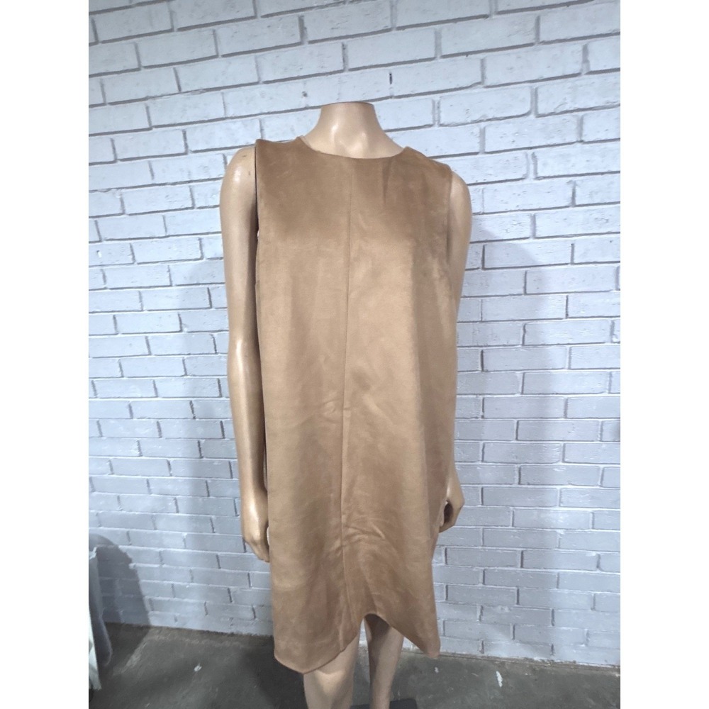 Abercrombie & Fitch Faux Suede Shift Dress Camel Keyhole Back Old Money XL
